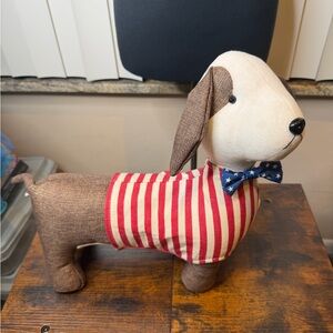 Fourth Of July Dachshund Plush Red White Shirt Bowtie White Stars Glitter Brown